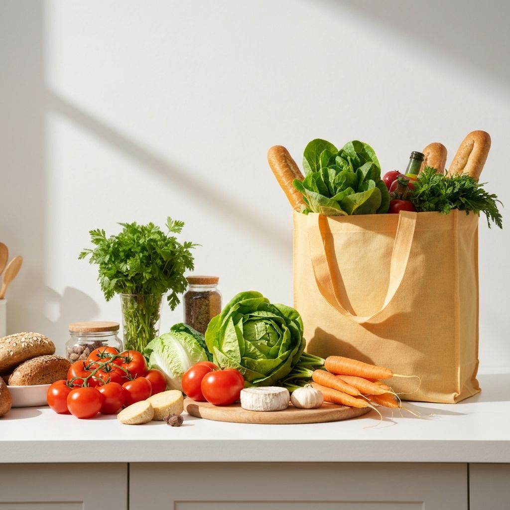 Wiederverwendbare Einkaufstasche mit frischen Lebensmitteln
